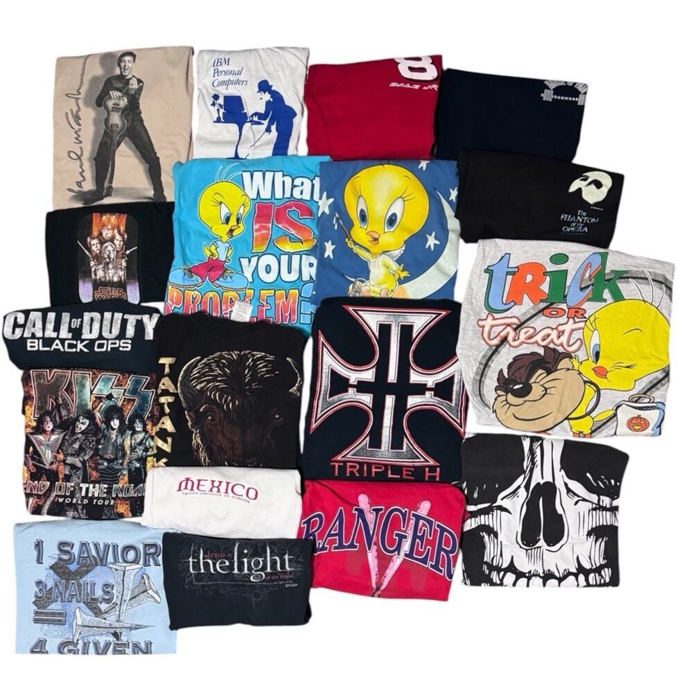 18 T Shirt Bundle Lot Vintage Y2k 80’s 90s 00s Sports Band Film Various Sizes